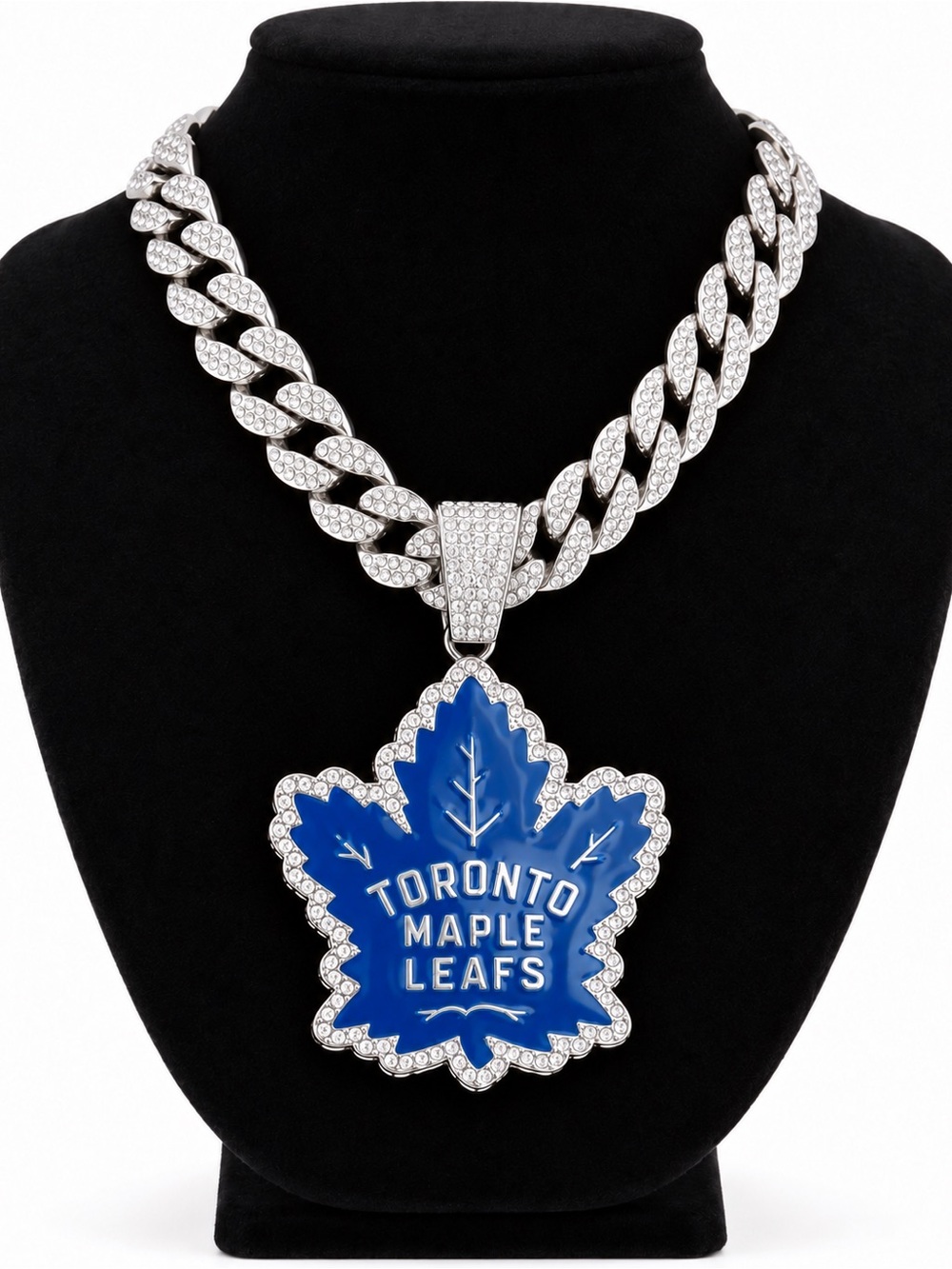 NHL Toronto Maple Leafs Blue and Silver Crystal Pendant Necklace
